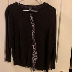 August Silk, black, size Lg pullover sweater